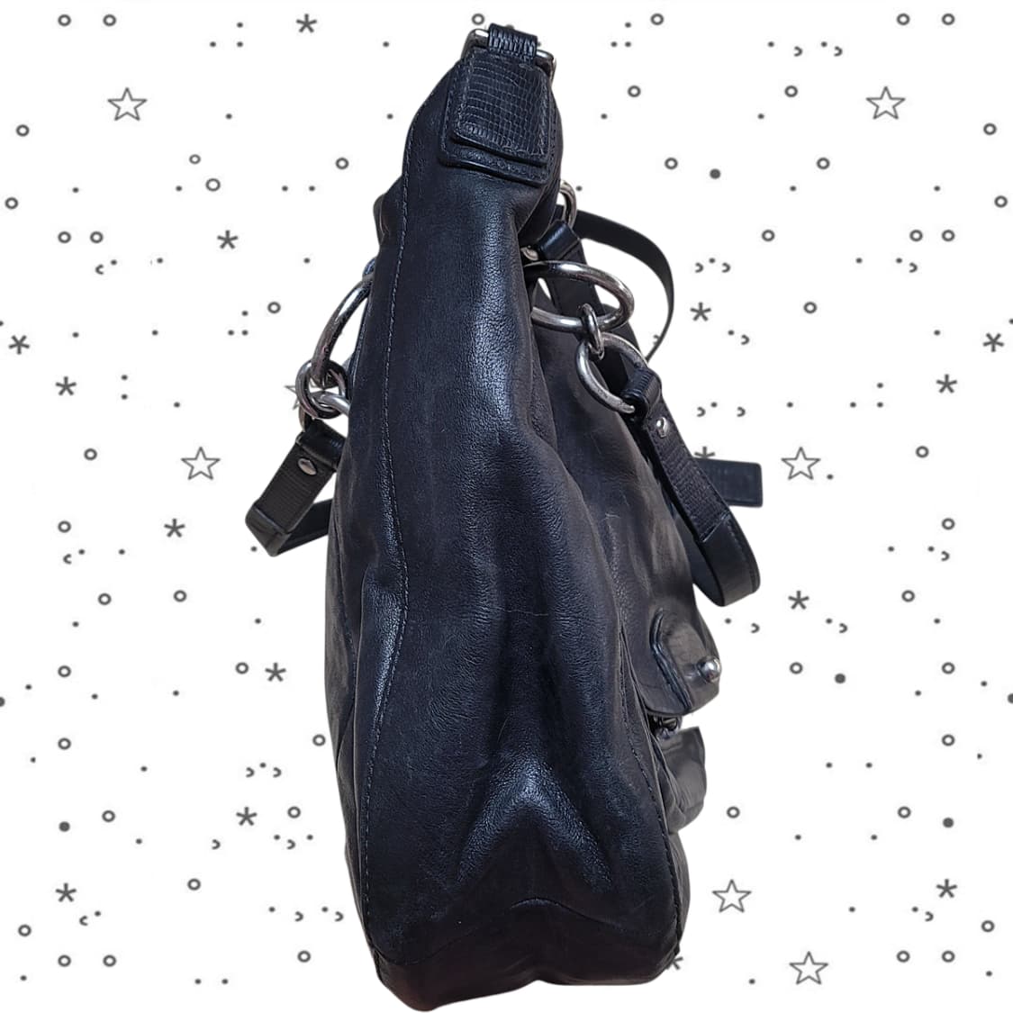 Coach 코치 블랙 레더 사첼 숄더백 상품이미지6