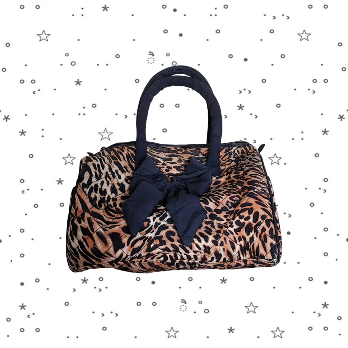 NaRaYa 레오파드 리본 퀼팅 백 상품이미지1