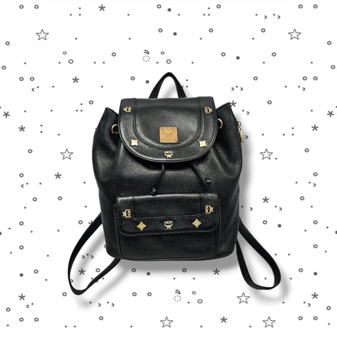 MCM 엠씨엠 스타크 가죽 백팩 블랙 상품이미지1