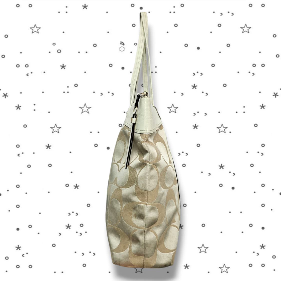 COACH 코치 로라 시그니처 토트백 화이트 골드 상품이미지4