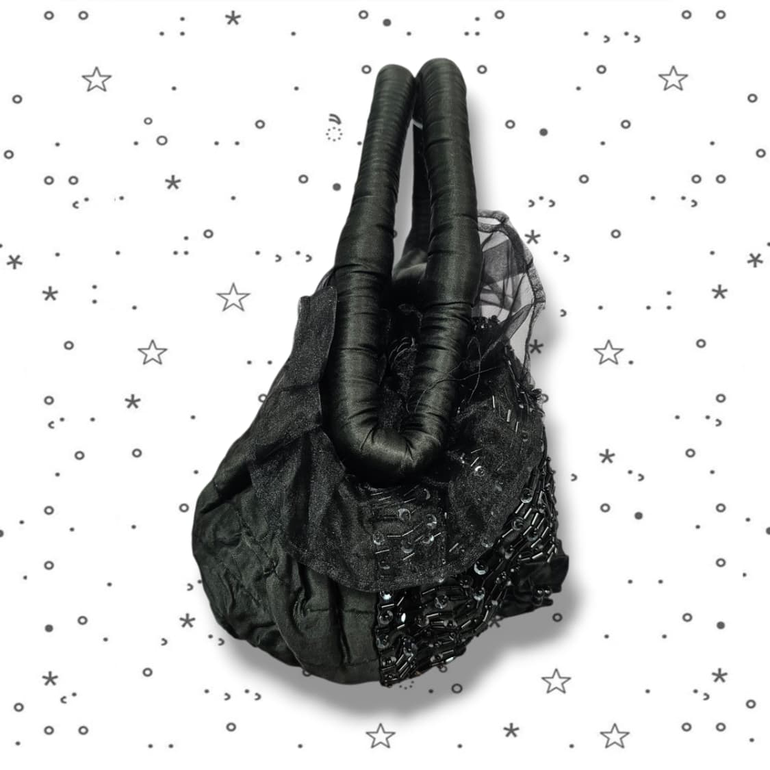 VTG 블랙 로즈 비즈 스팽글 핸드백 상품이미지4