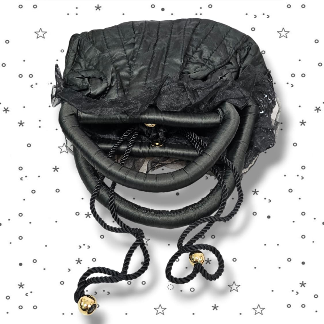 VTG 블랙 로즈 비즈 스팽글 핸드백 상품이미지9