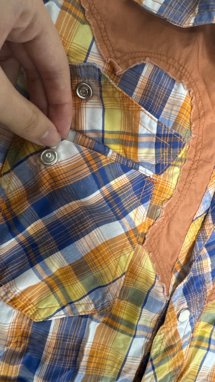 Purple &yellow 체크 반팔 셔츠 상품이미지4