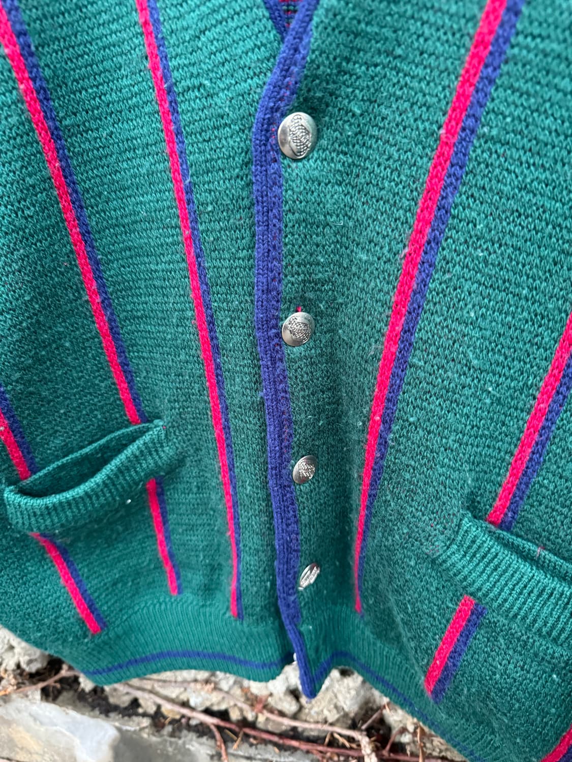 80~90s 베네통 울 스트라이프 니트 가디건 made in italy 상품이미지5