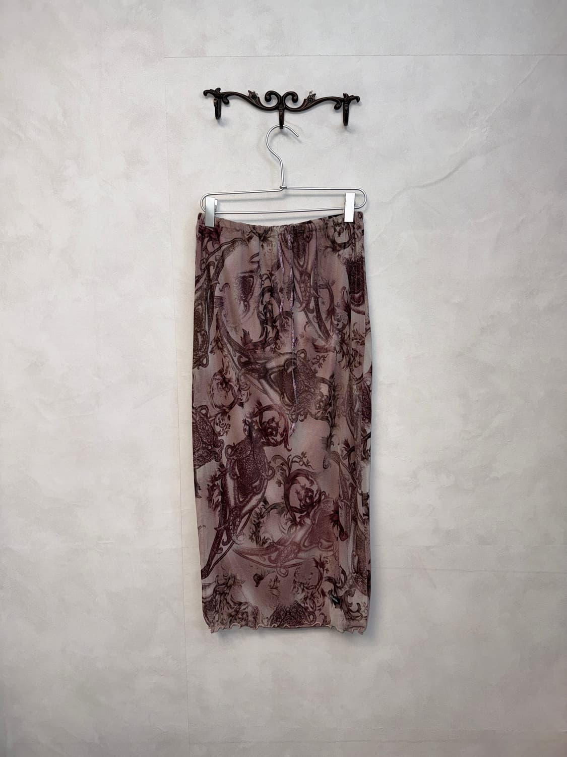 Badee rose pink oriental graphic mesh sk 상품이미지1