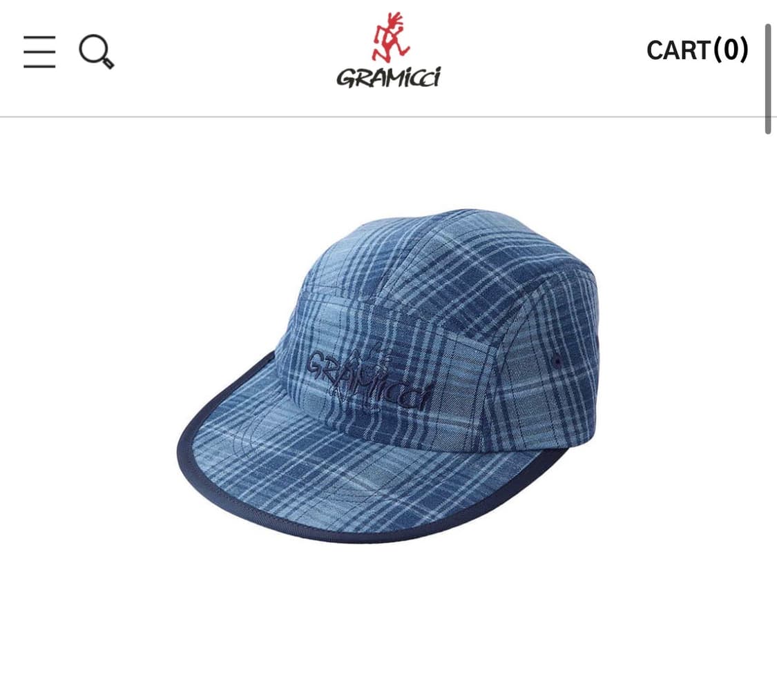 그라미치 롱 빌 캡 인디고 체커드 플레이드 새상품 상품이미지1