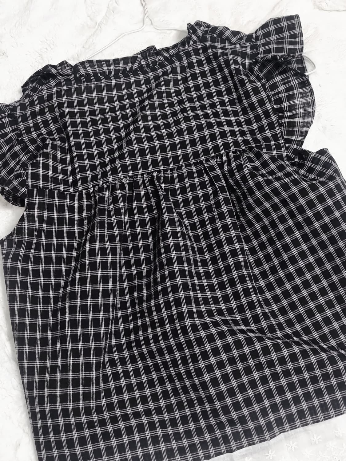 [새상품] 체크 프릴 블라우스 모리걸 모리 리본 상품이미지5