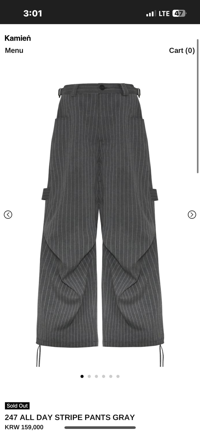 카미엔 247 올데이 스트라이프 팬츠 그레이 상품이미지1
