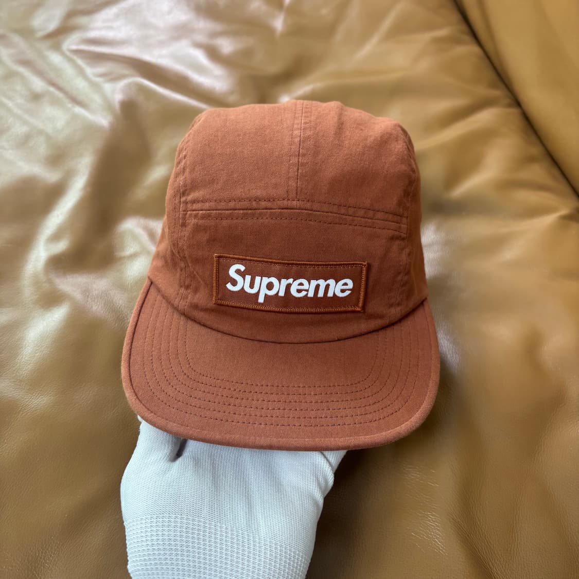 슈프림 캠프캡 모자 박스로고 밀리터리 워시드 브라운 상품이미지3
