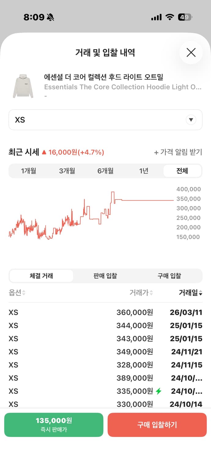 피어오브갓 에센셜 후드 라이트 오트밀 xs 상품이미지5