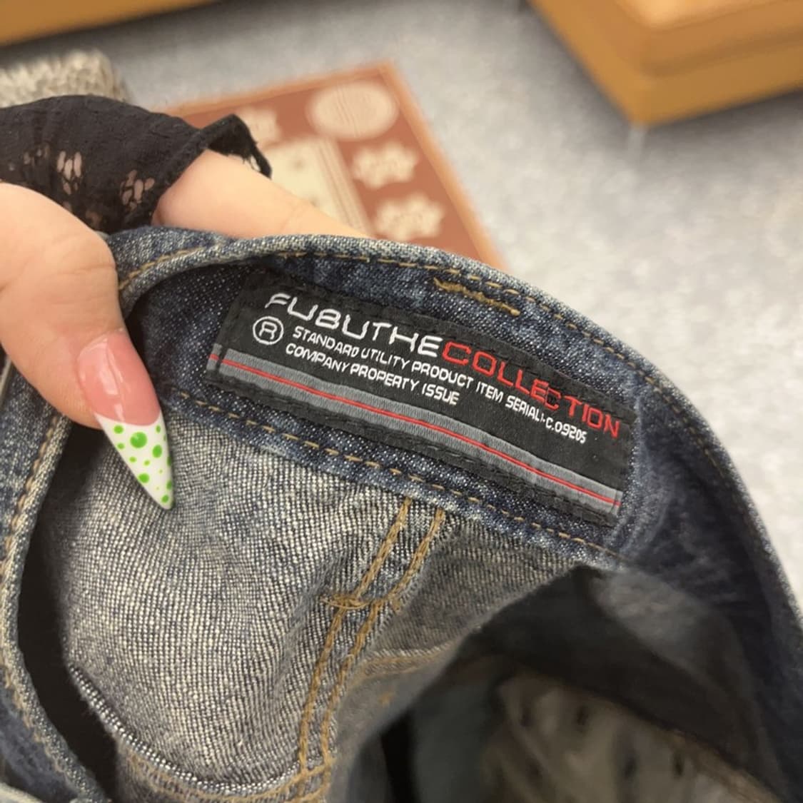 푸부 올드스쿨 레트로 스트릿 언발 프린팅 데님팬츠 32인치 C08953 상품이미지5