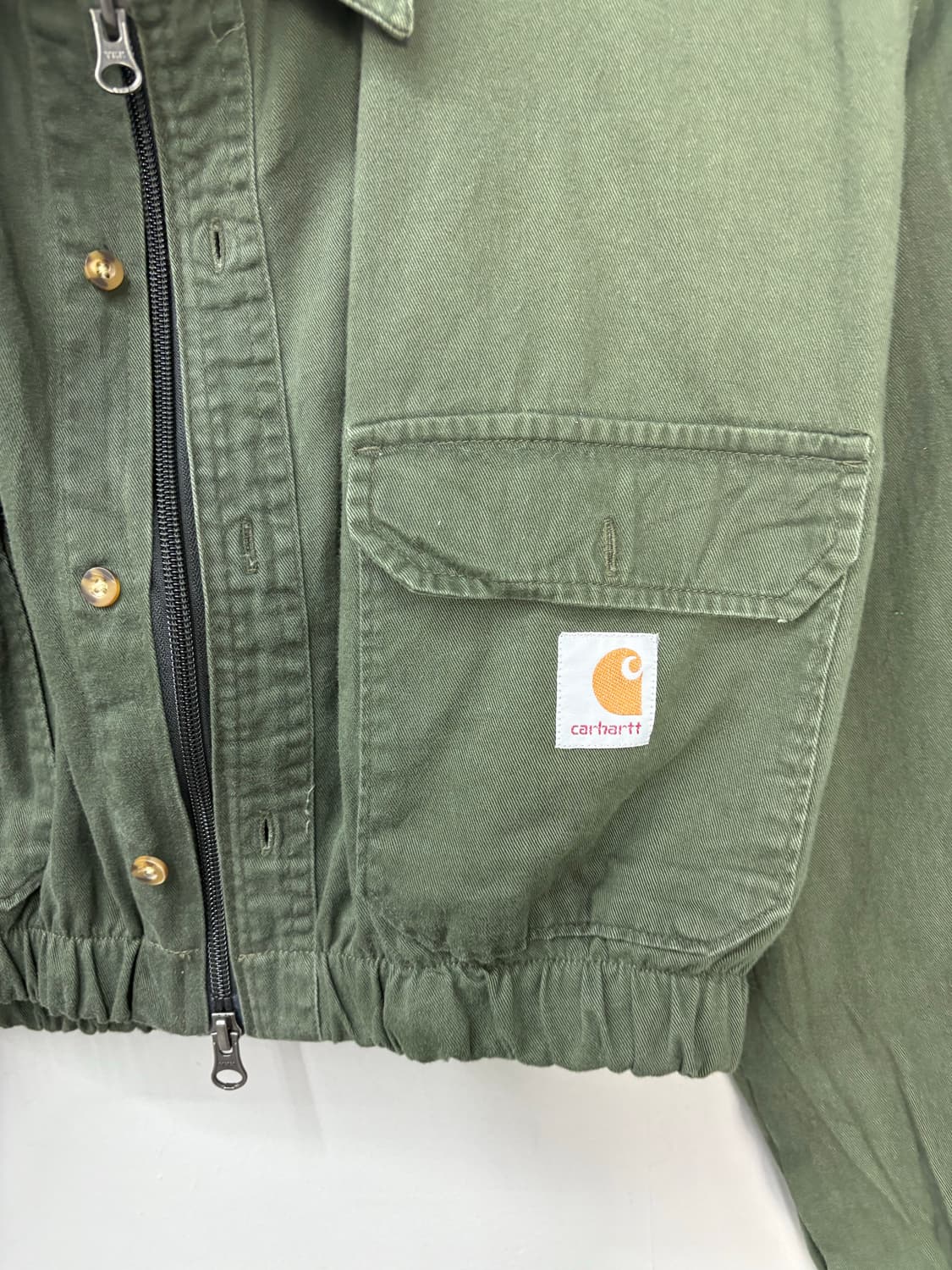 칼하트 커스텀 투웨이 카키 크롭 자켓 A2840 상품이미지3