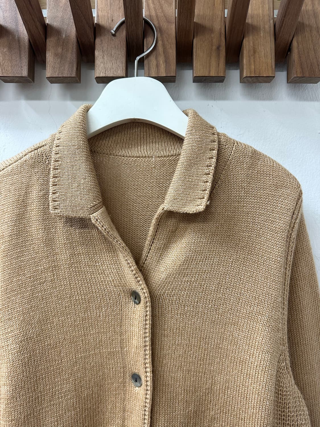 일본빈티지 울 100% 카라 니트 가디건 상품이미지2