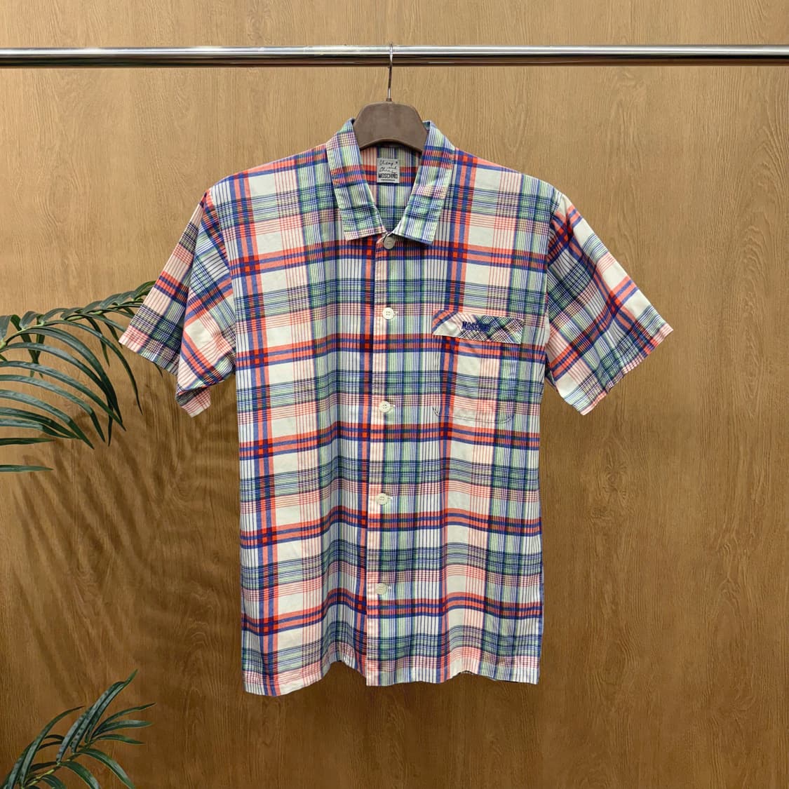 모스키노 칩앤시크 체크 반팔 코튼 셔츠 언더웨어 라인 멀티 컬러 상품이미지1