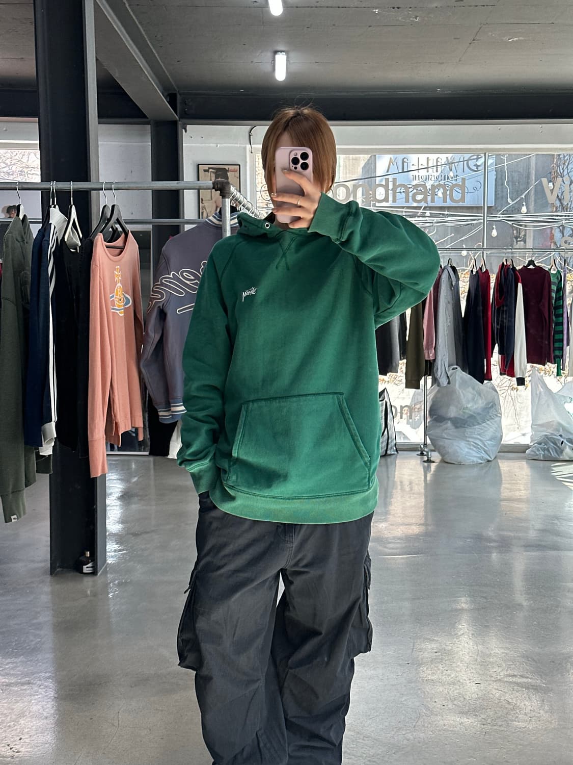 스투시 스탁로고 후드티 그린 상품이미지2