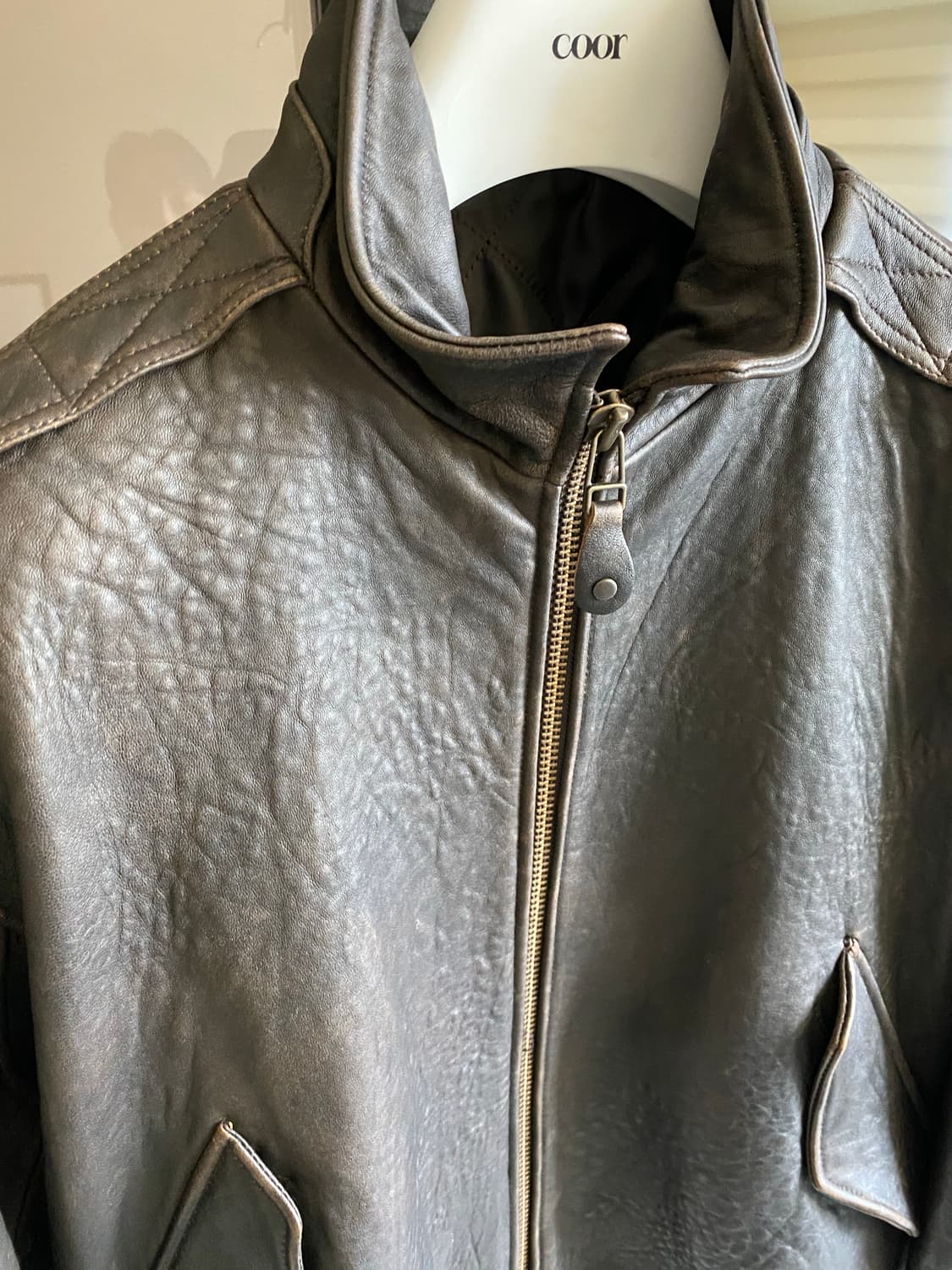 쿠어 빈티지 쉘카라 레더 지켓 상품이미지4