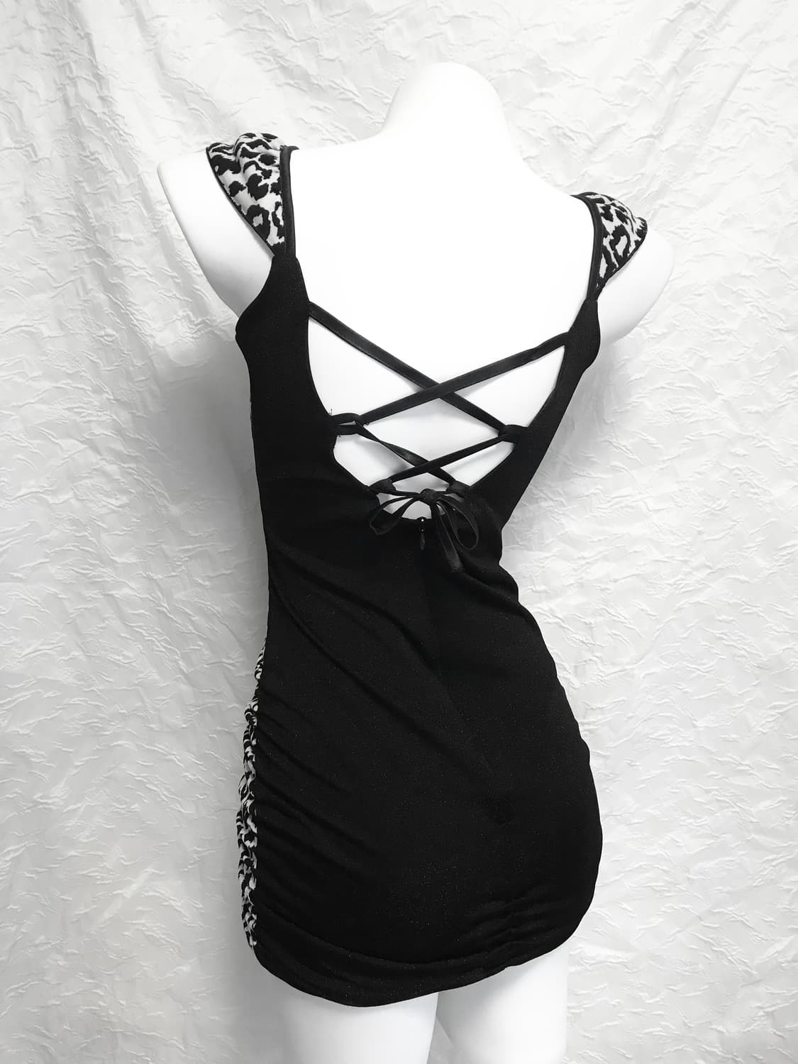 빈티지 갸루 레오파드 코르셋 셔링 원피스 상품이미지3