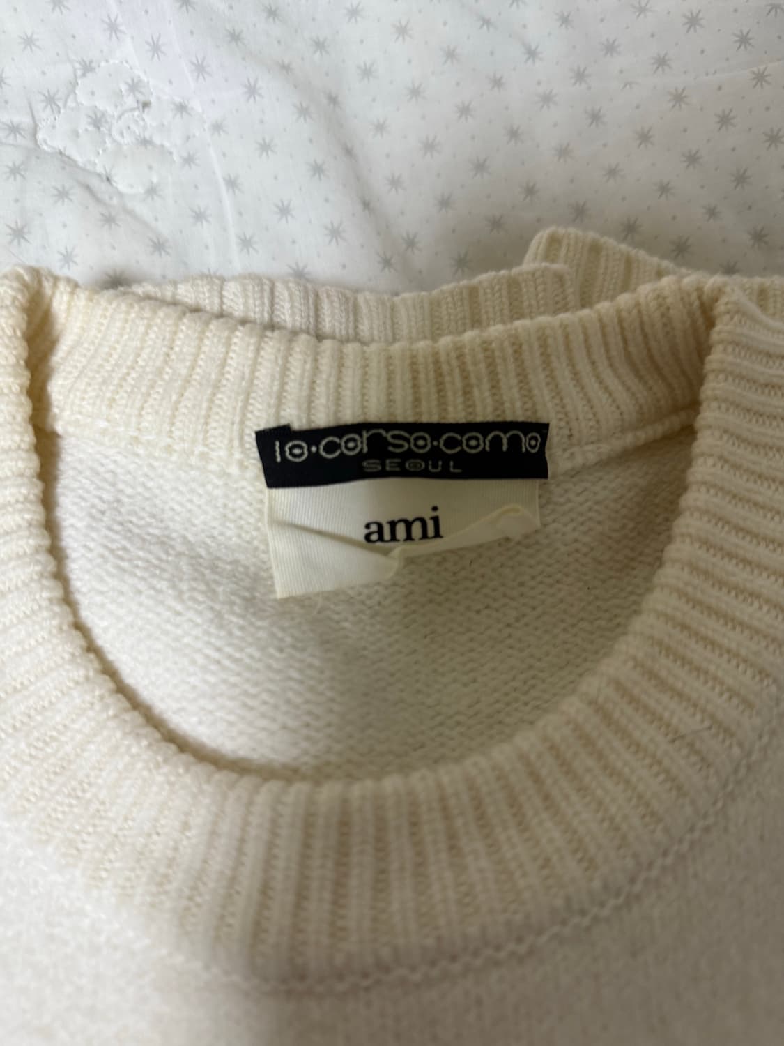 [M] AMI 인타르시아 빅하트로고 울니트 아이보리 상품이미지2