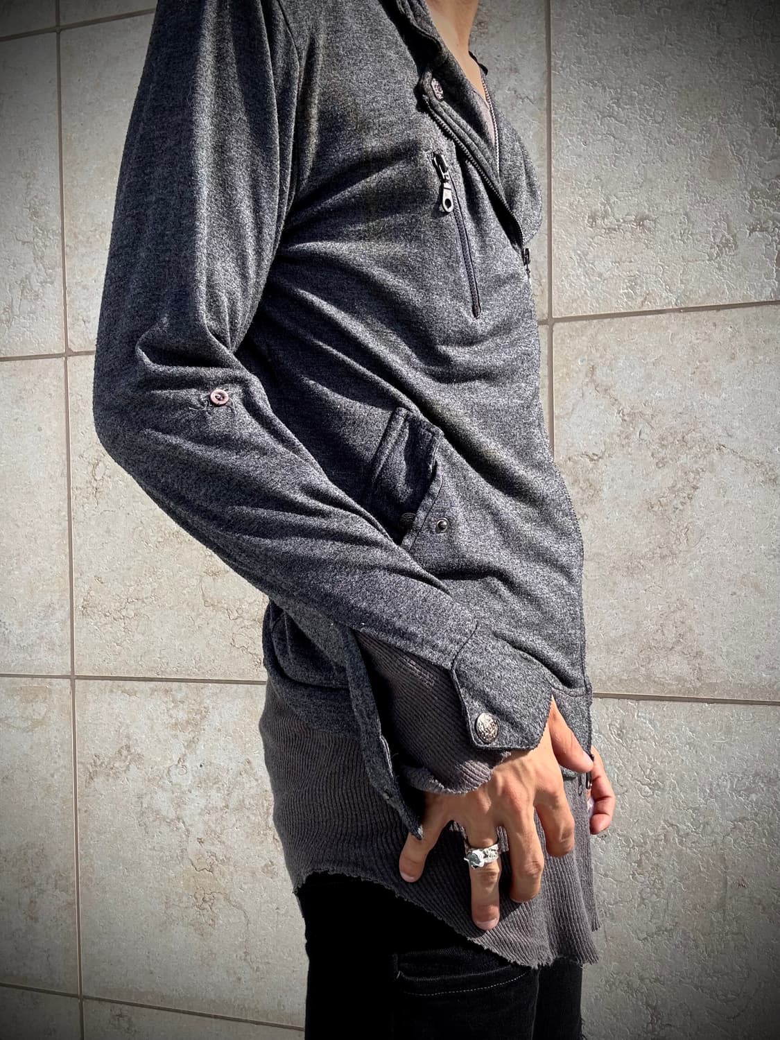 “IN THE ATTIC” 00’s Grey Side Zipper Hoo 상품이미지9