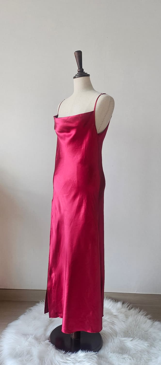 레드 새틴 슬립 롱드레스 / 글램 실루엣 / 해외무드 드레스 상품이미지5