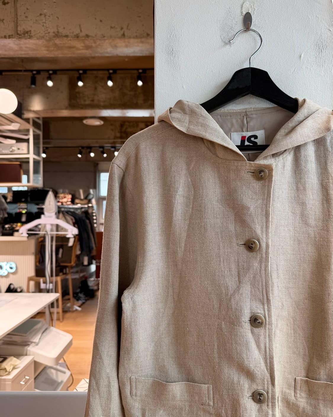 이세이미야케 브라운 린넨 크롭 후디 자켓  상품이미지4