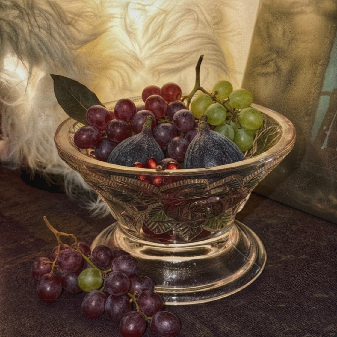 70s 장미 릴리프 빈티지 글라스 볼 상품이미지8