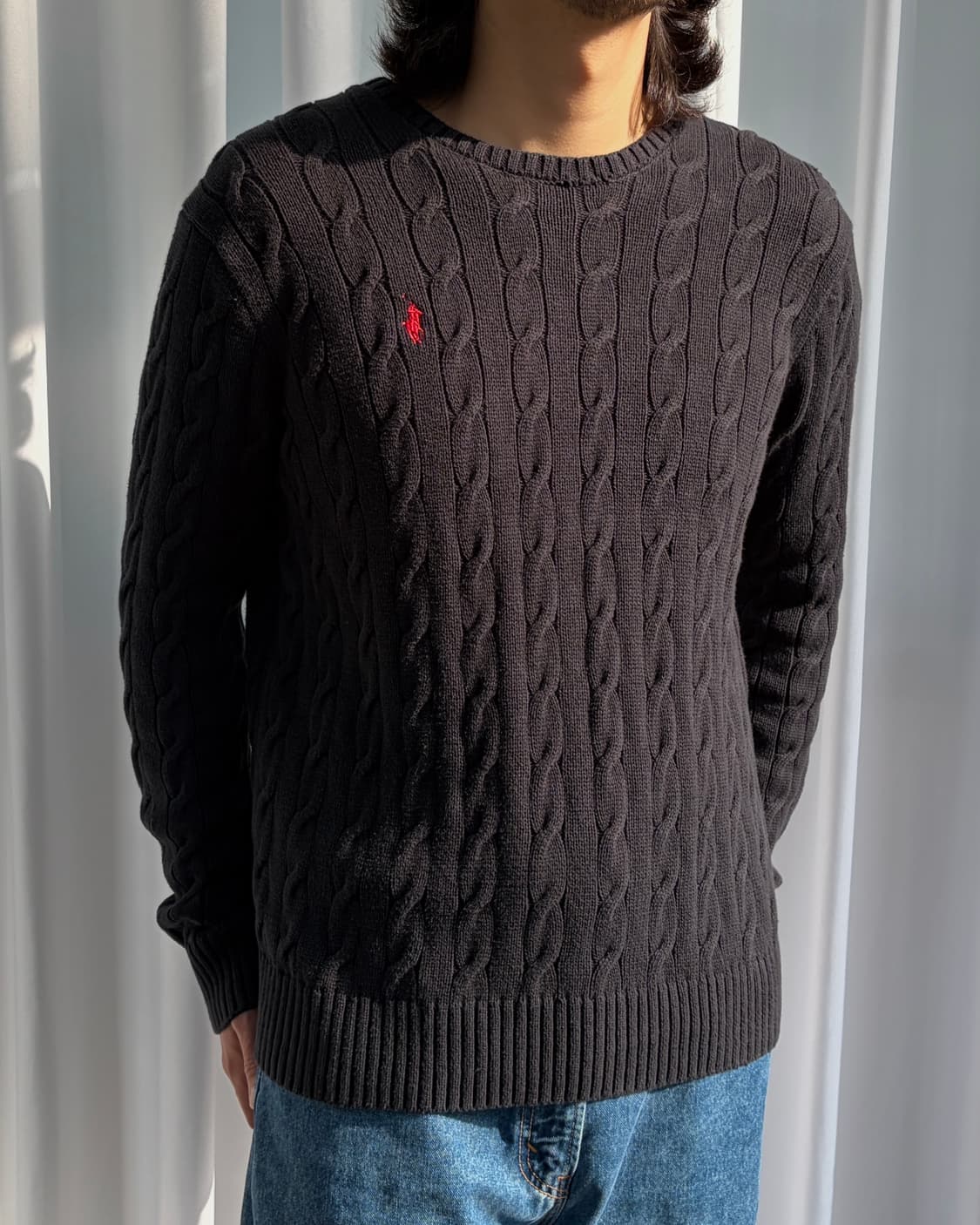 [M]폴로 랄프로렌 꽈배기 케이블 코튼 니트 black 상품이미지3