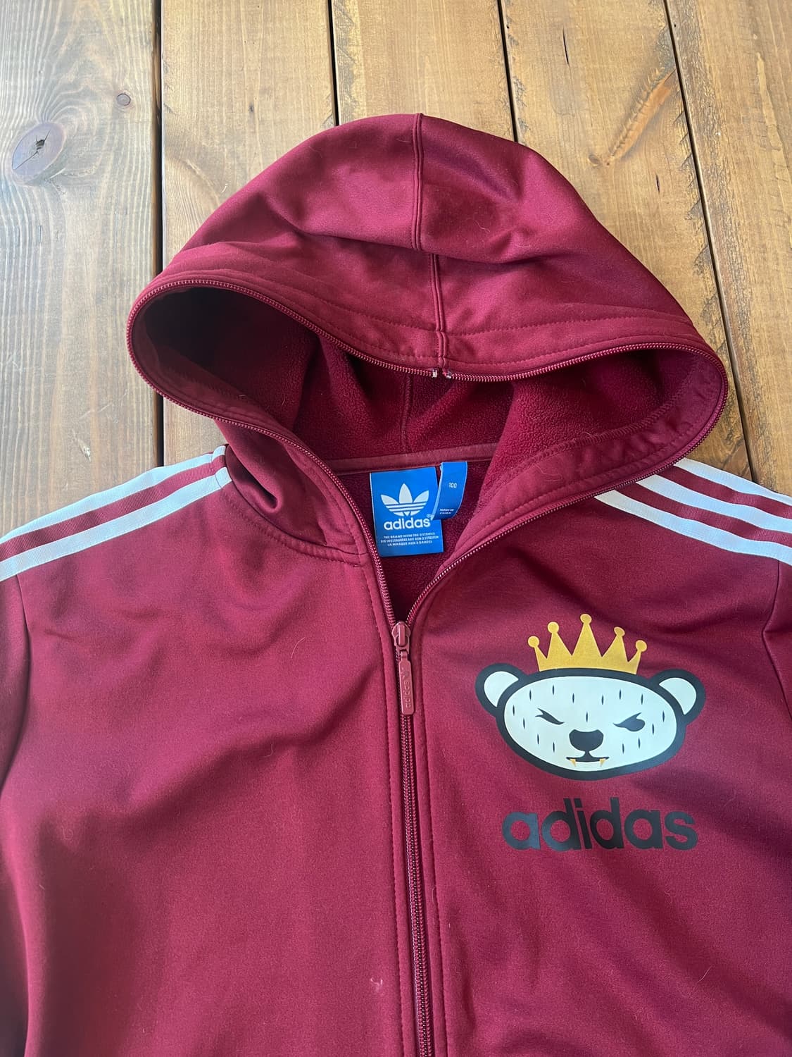 아디다스 버건디 베어 로고 후드 져지 상품이미지7