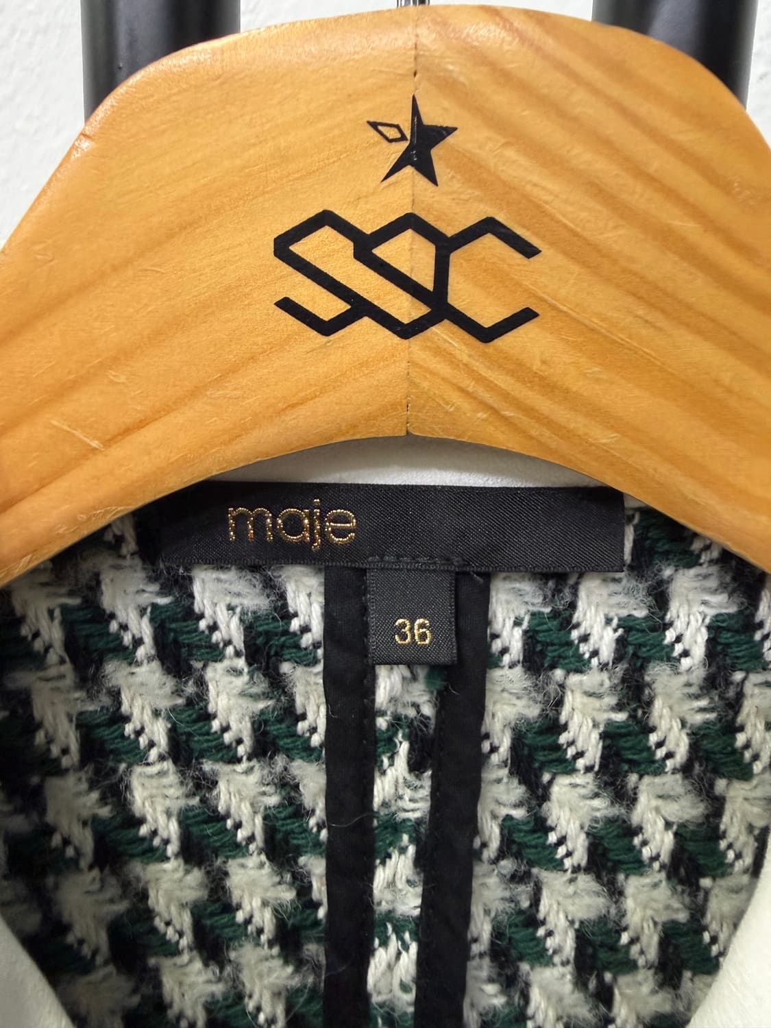 정품) 마쥬 블랙 앤 화이트 하운드투스 원피스 36 상품이미지6