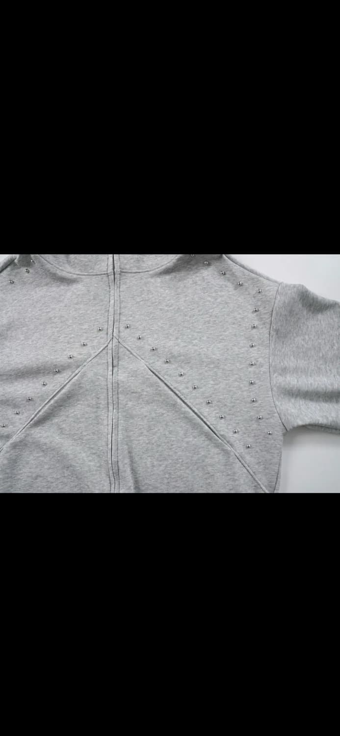 시크 스터드 후드집업 그레이 갸루 힙 집업 루즈핏 상품이미지2