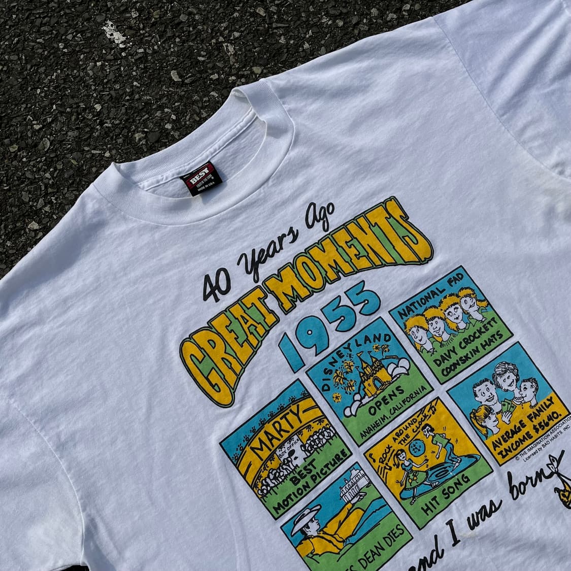 90‘s 미국 제조 프룻오브더룸 화이트 프린팅 반팔티 상품이미지3