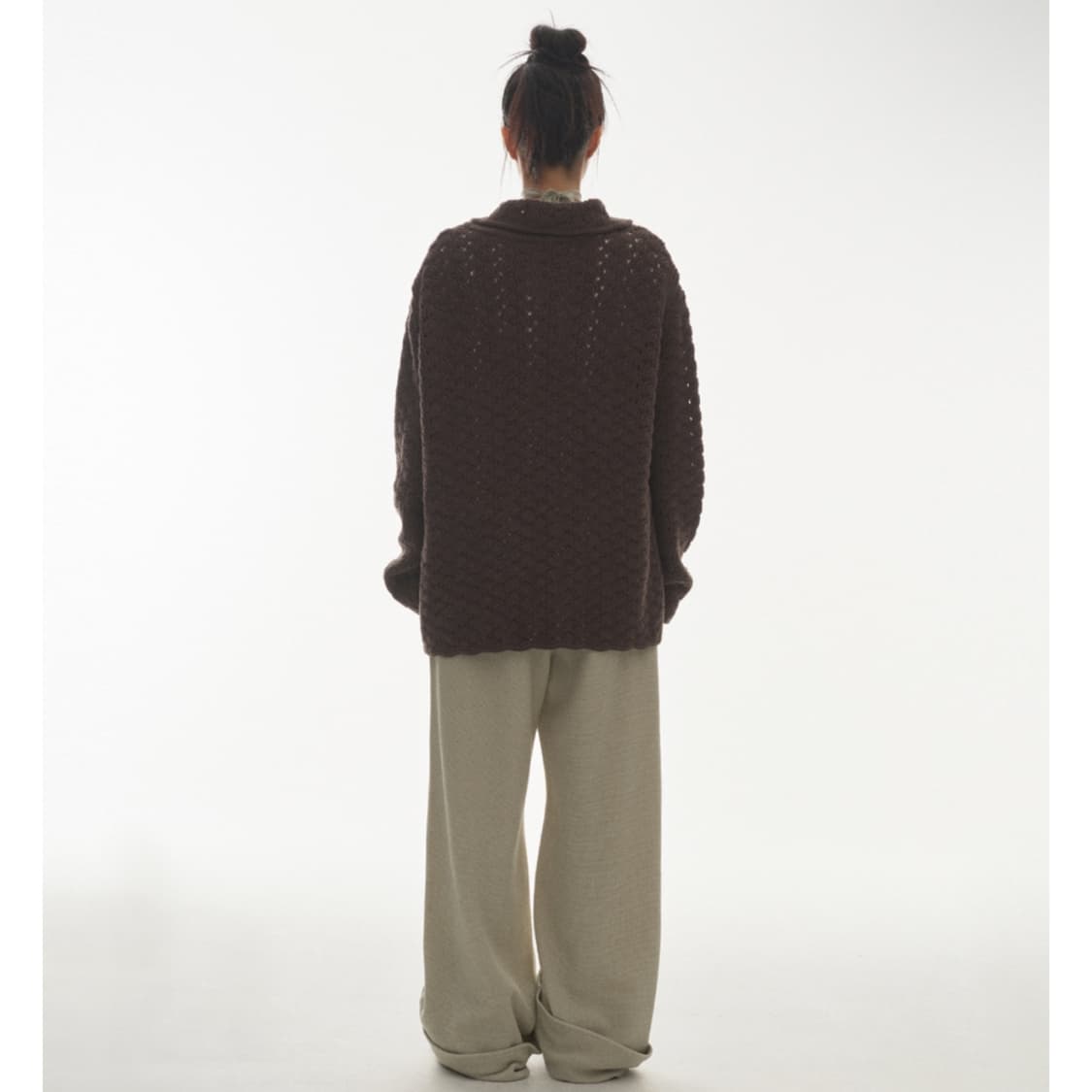 코이세이오 웨이브 니트 가디건 다크브라운 상품이미지4