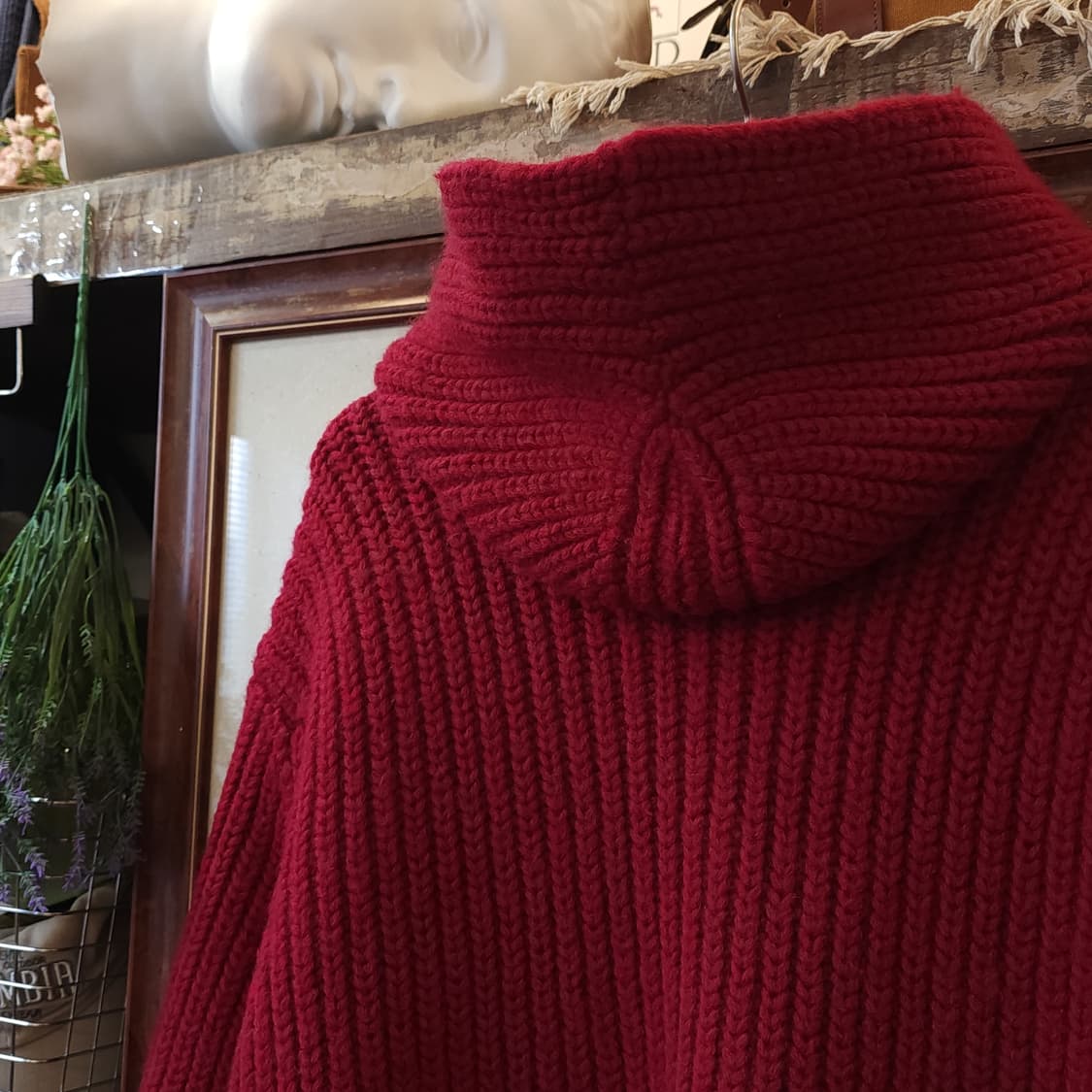 90s 폴로 랄프로렌 블러드 메리 핸드니트 울 더플 코트 M 상품이미지8