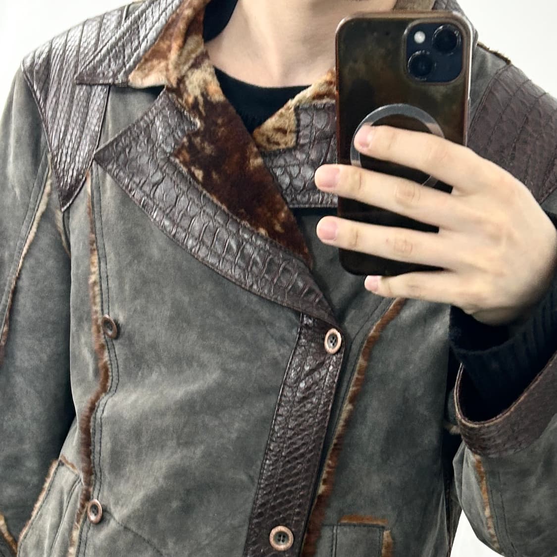 로베르토 카발리 퍼 스웨이드 더블 라이더 자켓 상품이미지4