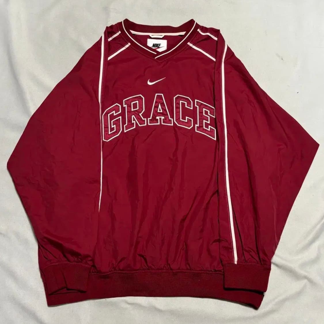 나이키 올드스쿨 버건디 풀오버 웜업 상품이미지2