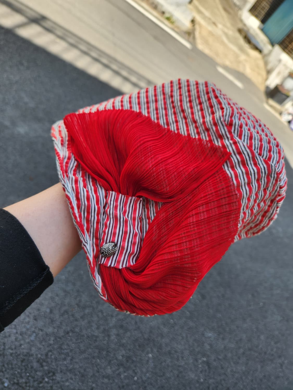 시원한 줄무늬 주름 벙거지 모자 상품이미지3