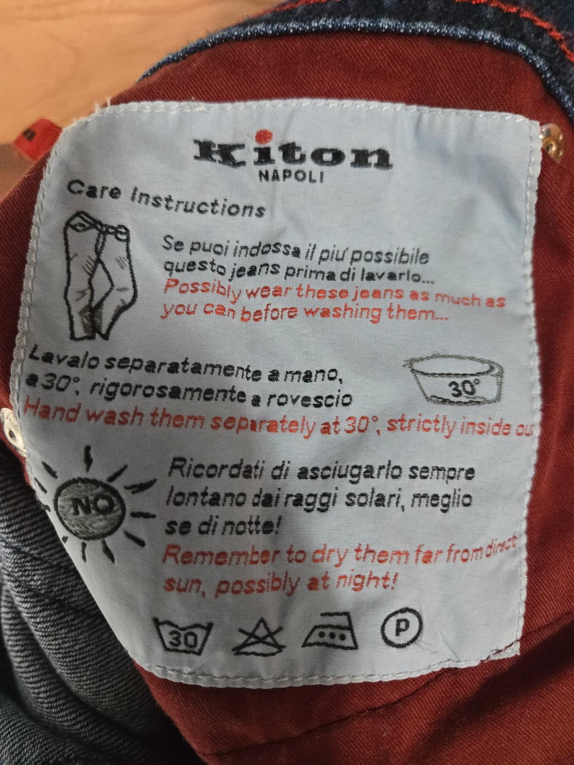 키톤 Kiton 백로고 셀비지 데님팬츠 33 상품이미지7