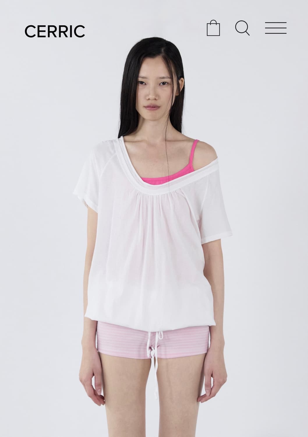 세릭 라운드 드로우스트링 Round Drawstring Hem Top 상품이미지1