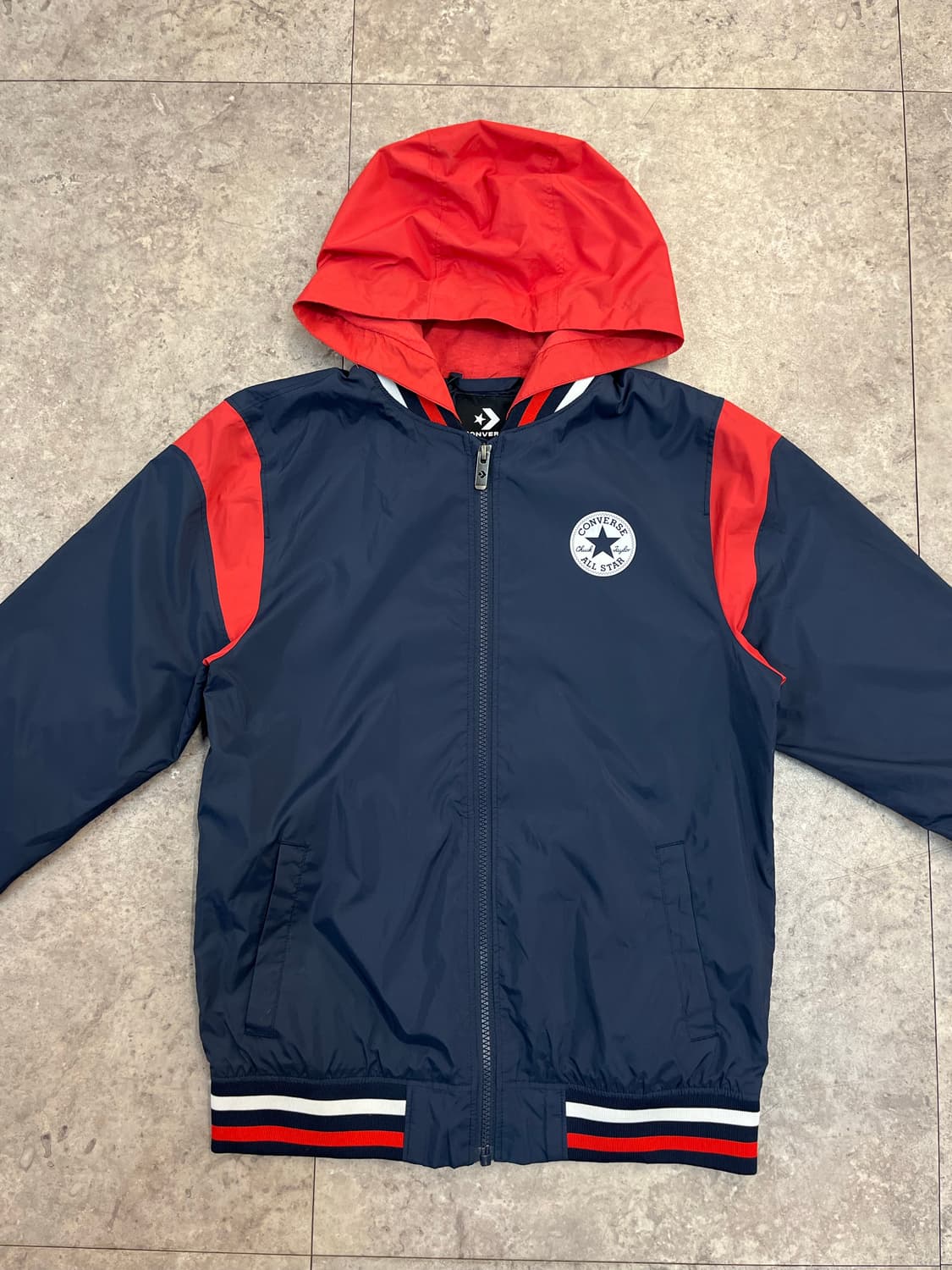 컨버스 배색 후드 바람막이 자켓 네이비 키즈 L #csz3059 상품이미지4