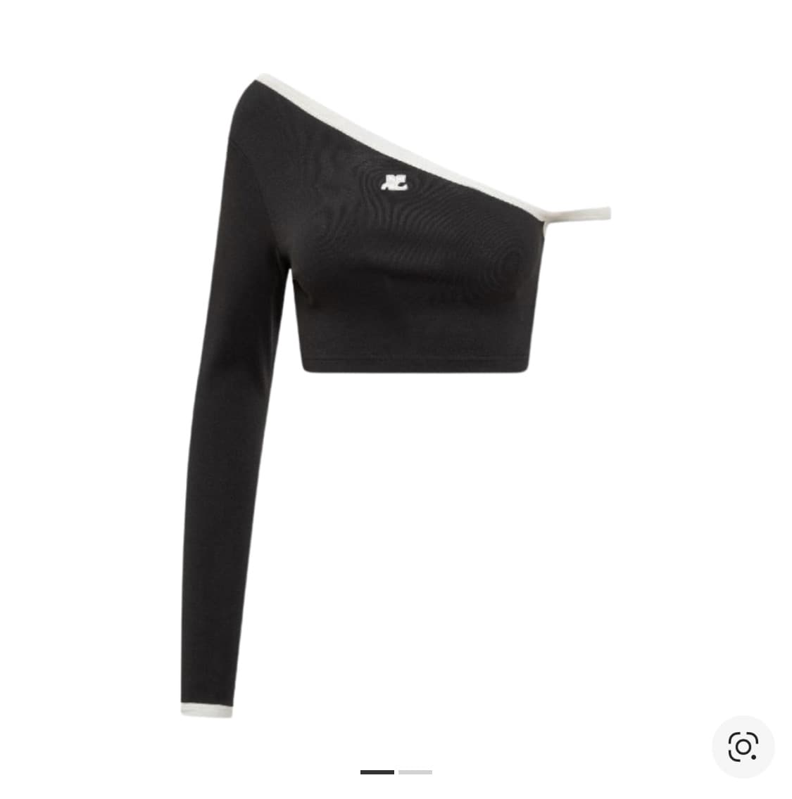 (S) 꾸레쥬 원숄더 로고 크롭 롱슬리브 탑 블랙 상품이미지1