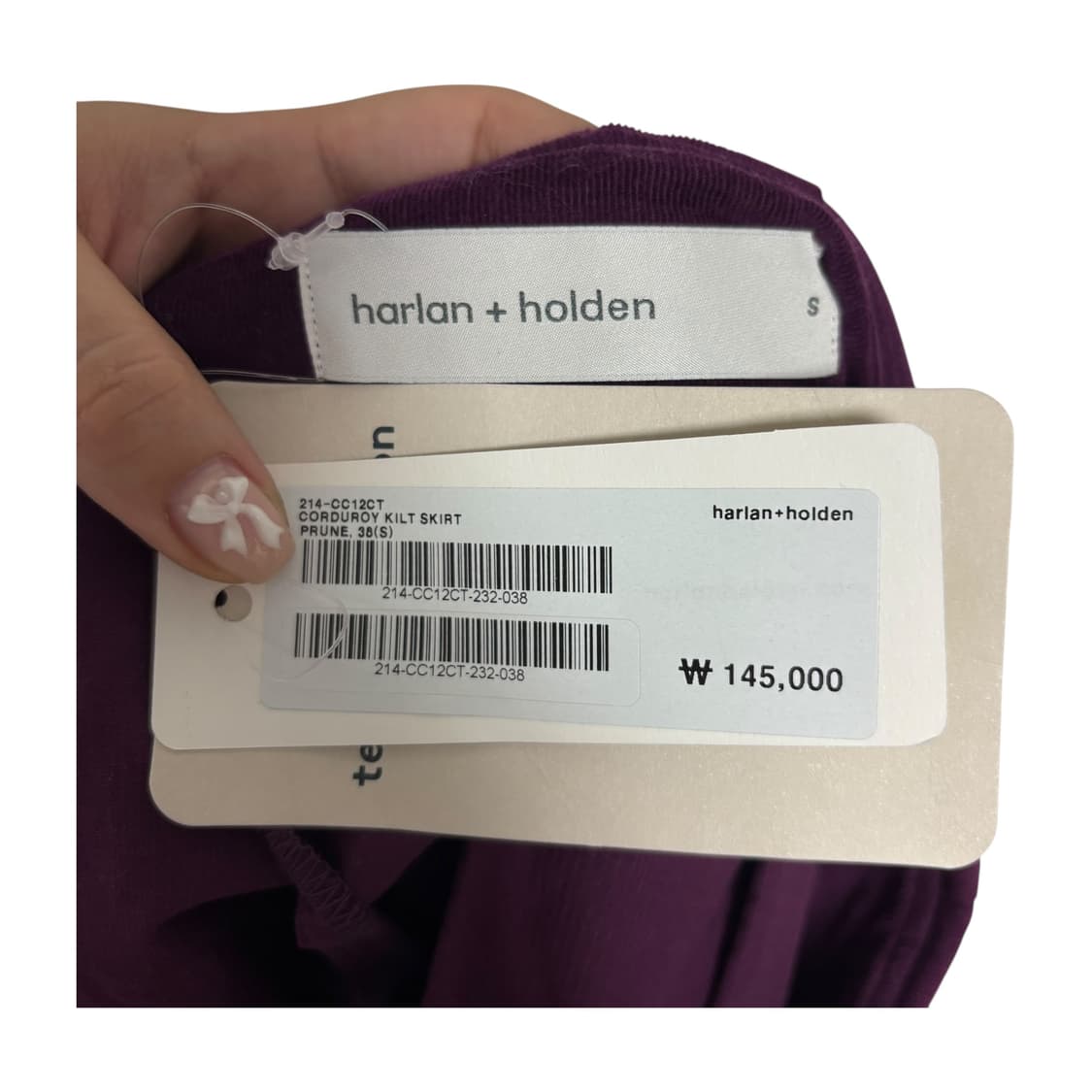 3786 할란앤홀든 퍼플 코듀로이 미니스커트 새상품 상품이미지3