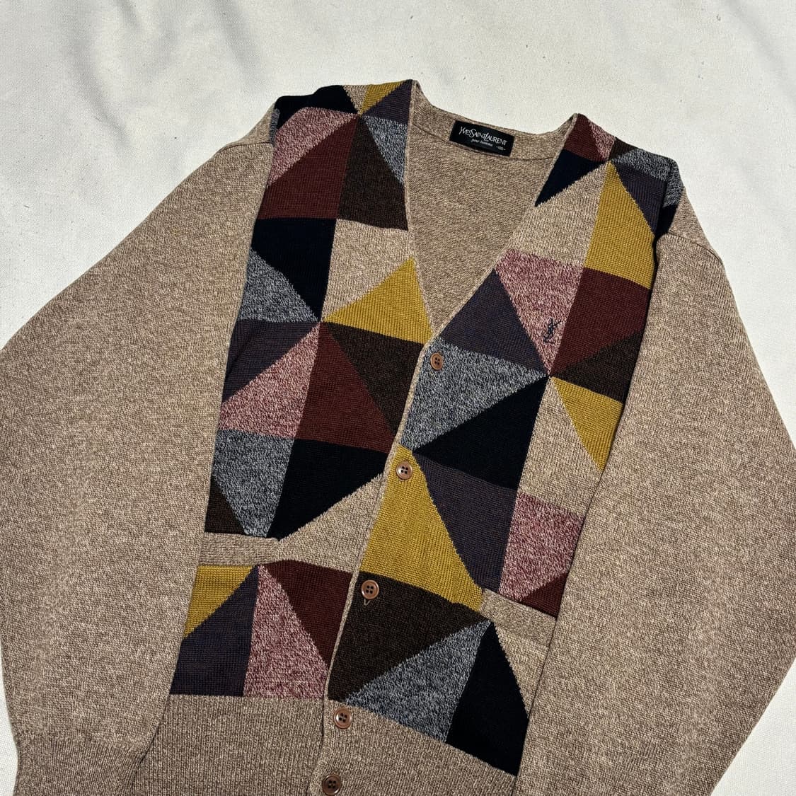 100 입생로랑 체크 패턴 울 가디건 상품이미지1