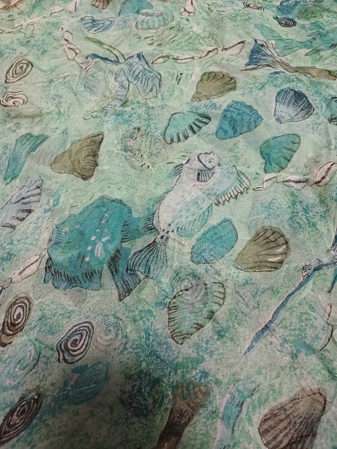 모리걸 초록바다 물고기 패턴 스카프  상품이미지2