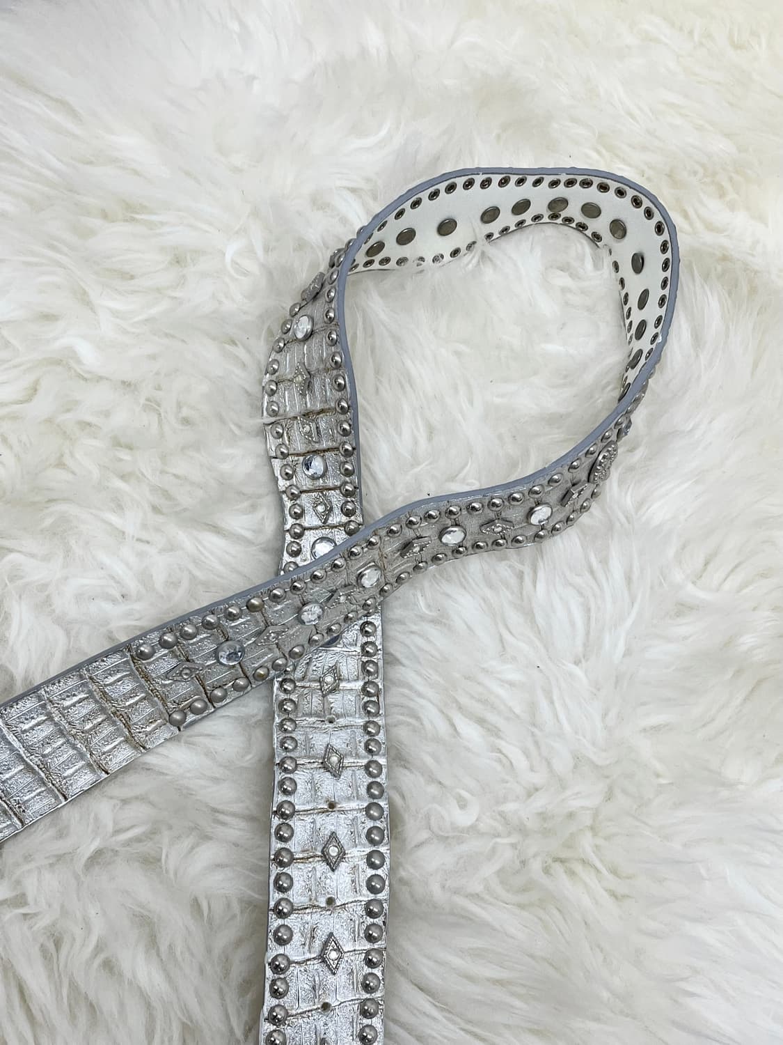 실버 볼드 큐빅 버클 벨트 상품이미지5