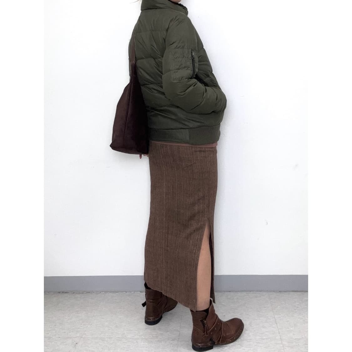 빈티지 카키 덕다운 패딩 점퍼 상품이미지4