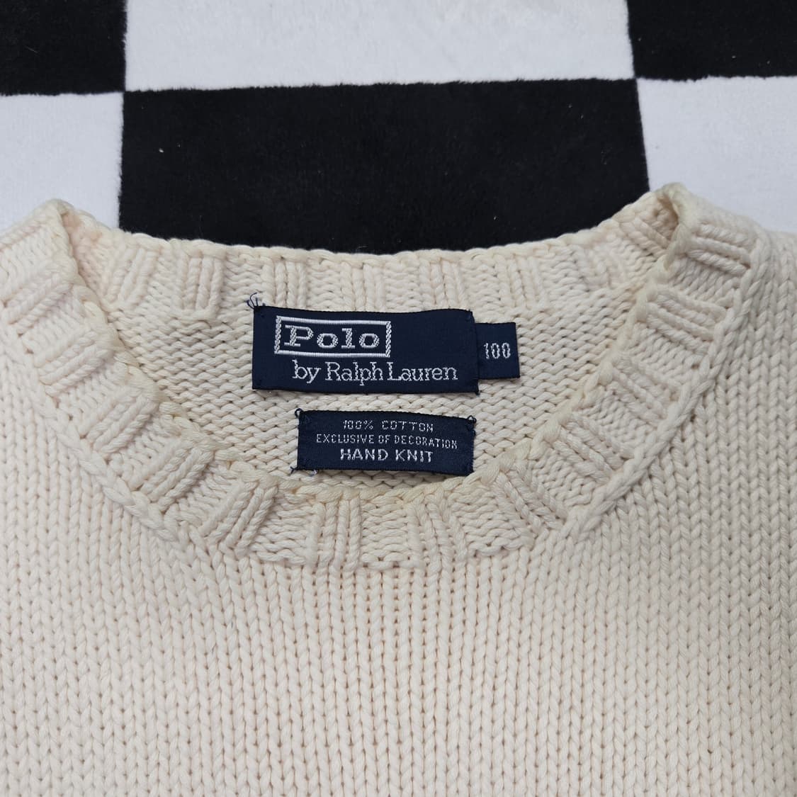 L 폴로랄프로렌 싯다운베어 핸드니트 스웨터 아이보리 상품이미지3