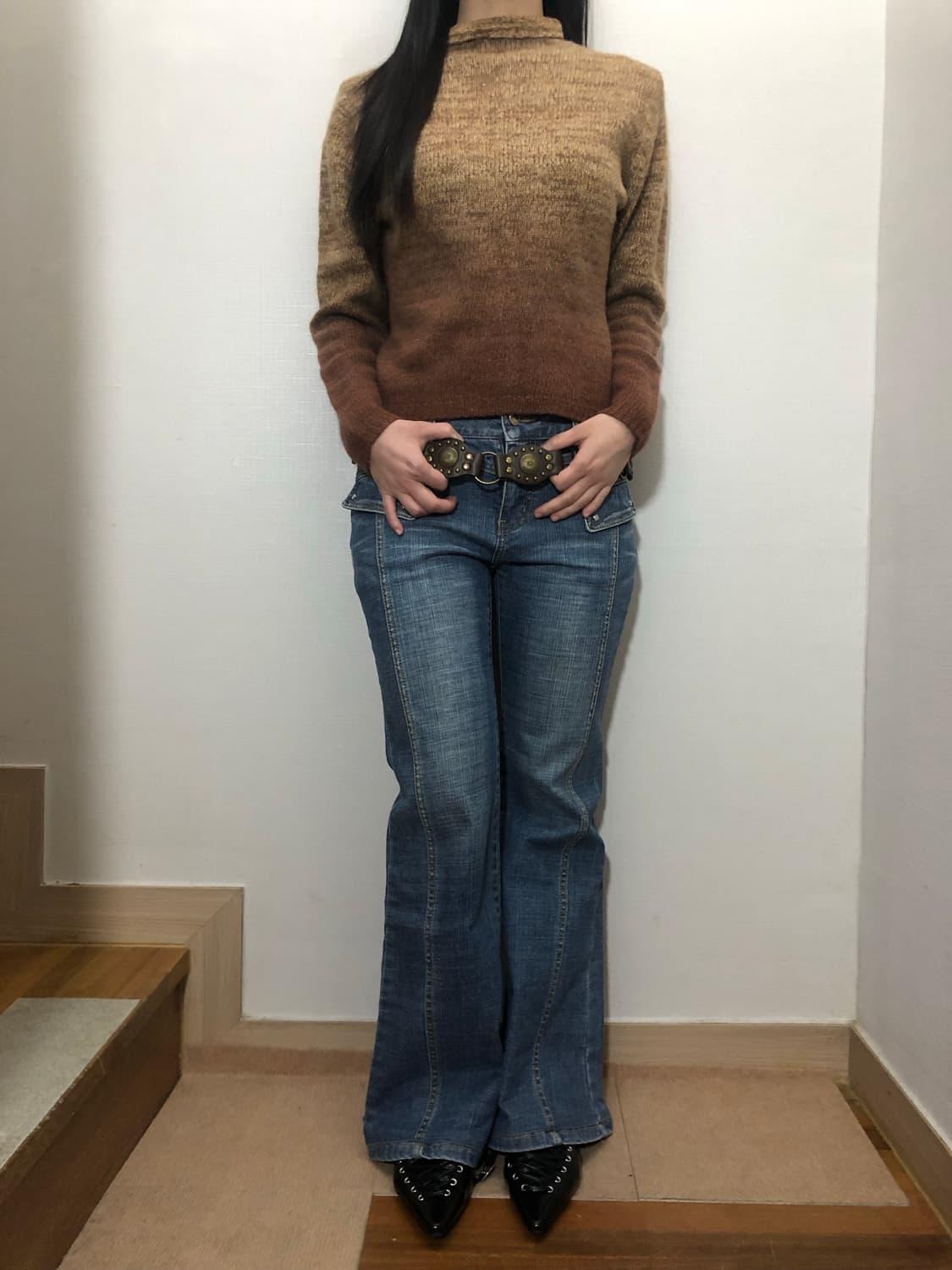 빈티지 브라운 그라데이션 니트 상품이미지3