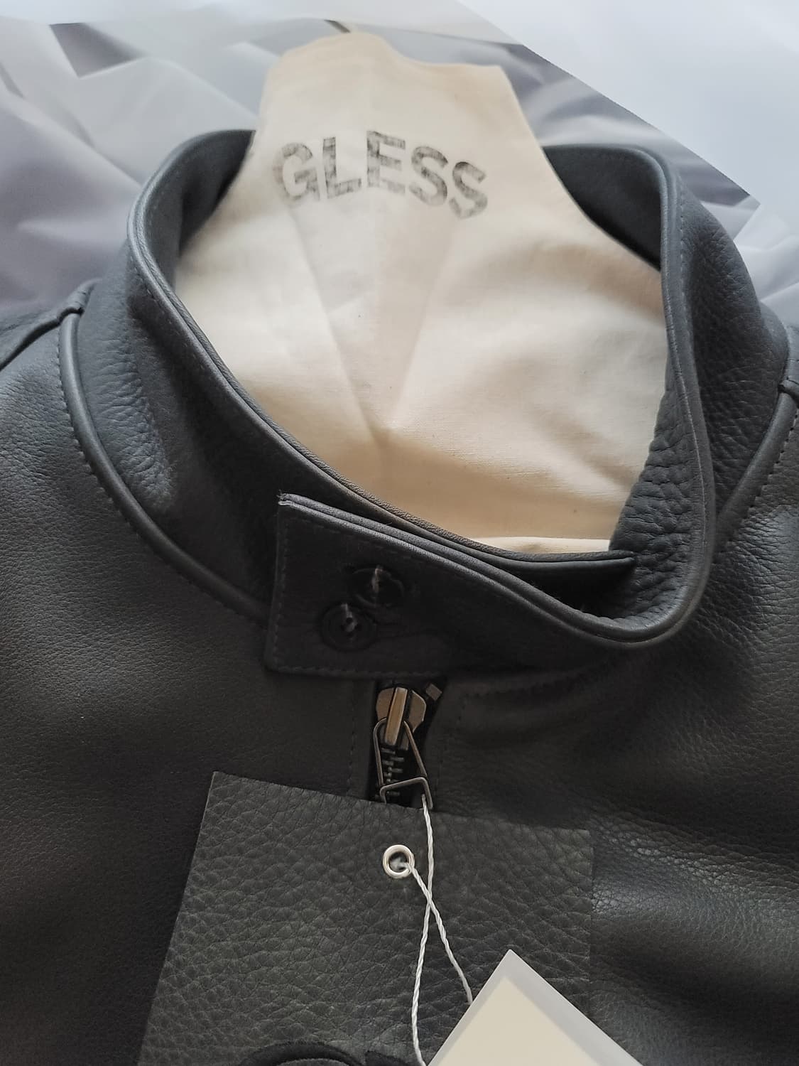 [1]GLESS 글레스 레더 헤링턴 자켓 블랙 상품이미지3