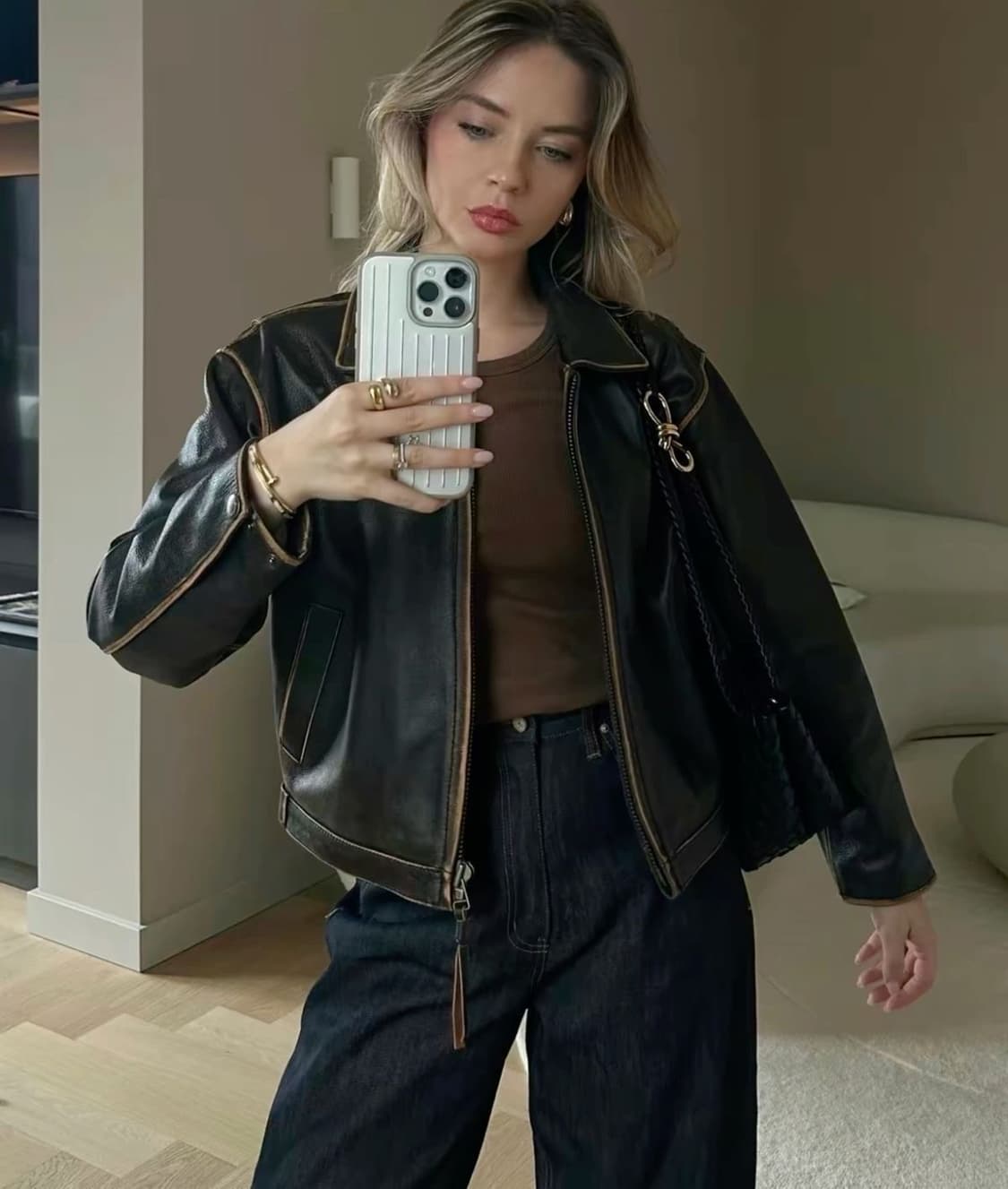 오픈 YY 레더 자켓 상품이미지5