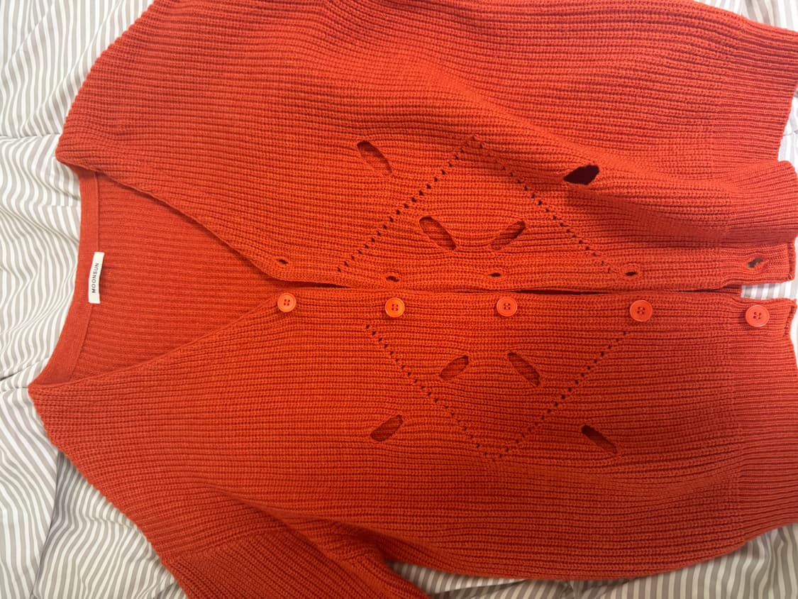 문선(moonsun) 아가일 홀 니트 가디건 오렌지 상품이미지3